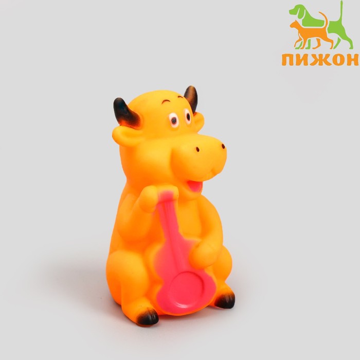 Игрушка резиновая пищащая "Корова" для собак, 10 см, микс цветов