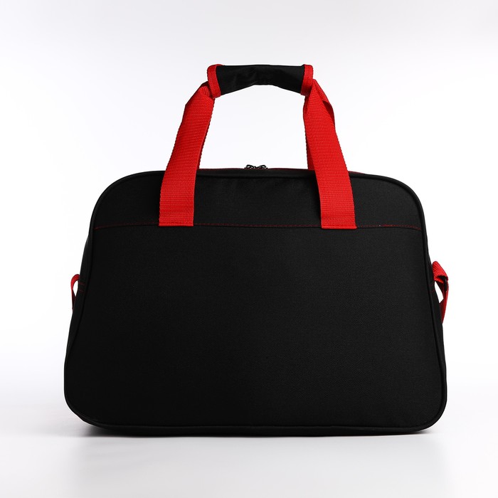 фото Сумка спортивная на молнии, наружный карман, длинный ремень, цвет чёрный/красный lucky mark