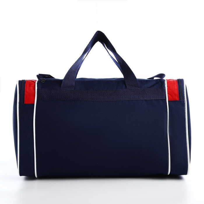 фото Сумка спортивная на молнии, 3 наружных кармана, длинный ремень, цвет синий/красный lucky mark