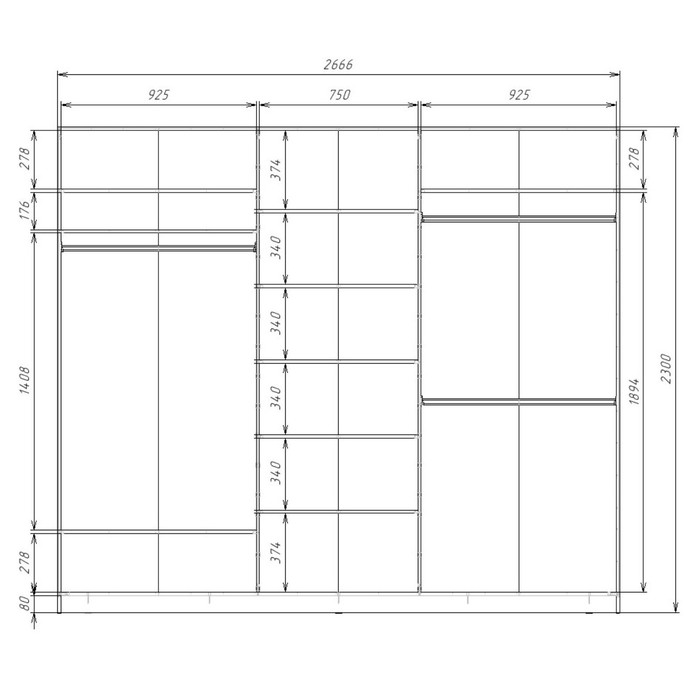 

Шкаф-купе 3-х дверный Max 151, 2666×600×2300 мм, зеркало, цвет ясень шимо тёмный