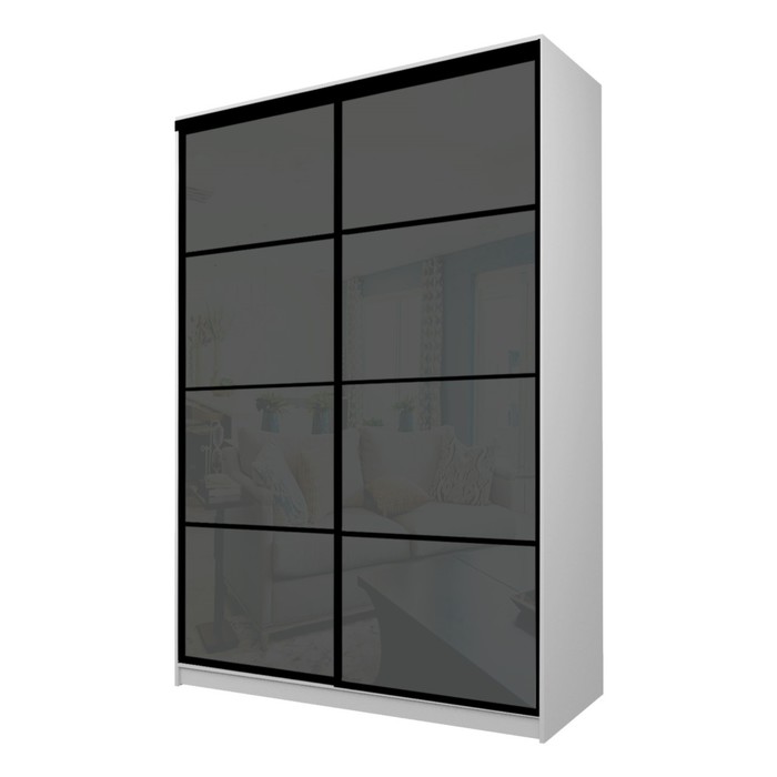 Шкаф-купе 2-х дверный Max 22, 1600×600×2300 мм, цвет серый шагрень / стекло тёмно-серое шкаф купе 2 х дверный max 22 1600×600×2300 мм цвет серый шагрень стекло белое
