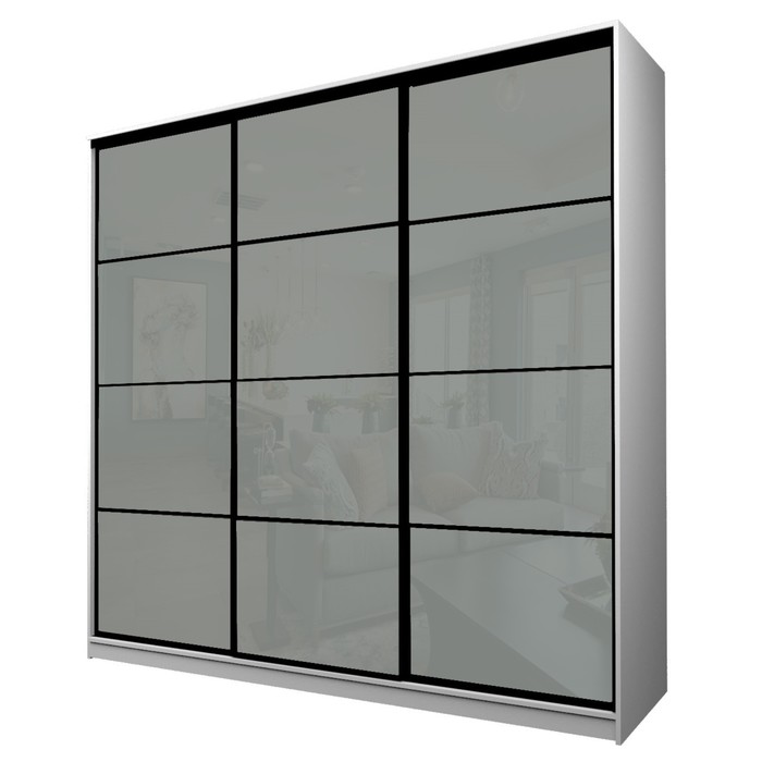 

Шкаф-купе 3-х дверный Max 222, 2400×600×2300 мм, цвет белый шагрень / стекло светло-серое