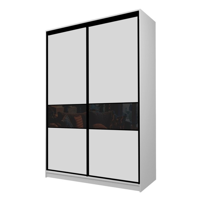 Шкаф-купе 2-х дверный Max 99, 1600×600×2300 мм, цвет серый шагрень / стекло чёрное 40274