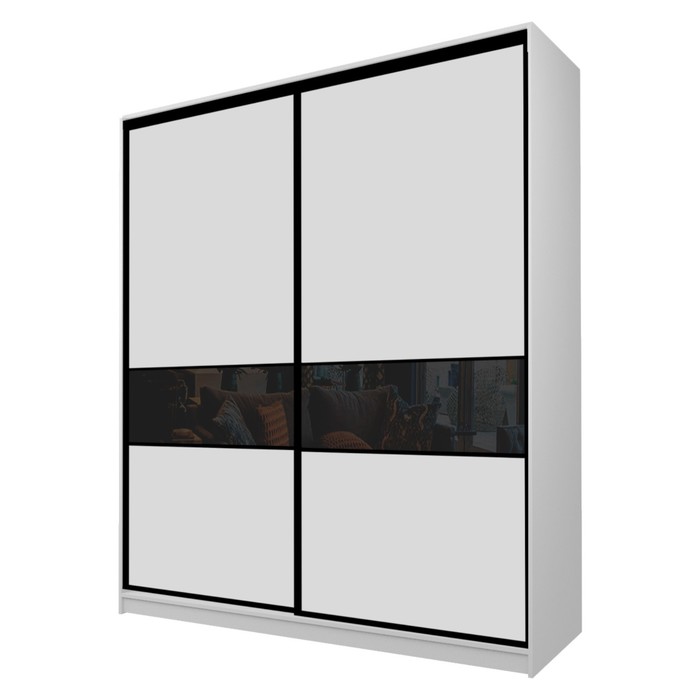 Шкаф-купе 2-х дверный Max 2/99, 2000×600×2300 мм, цвет серый шагрень / стекло чёрное шкаф купе 2 х дверный max 2 99 2200×600×2300 мм цвет белый шагрень стекло чёрное