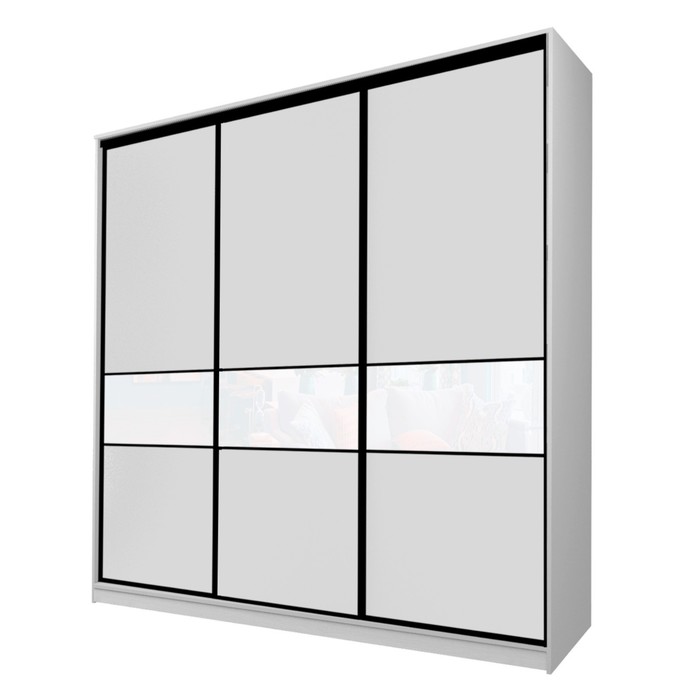 Шкаф-купе 3-х дверный Max 999, 2400×600×2300 мм, цвет серый шагрень / стекло белое шкаф купе 3 х дверный max 2 999 2400×600×2300 мм цвет белый шагрень стекло белое