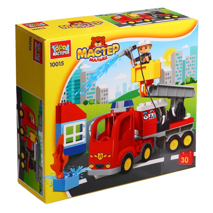 Конструктор «Пожарная машина», большие кубики, 30 деталей конструкторы город мастеров большие кубики пожарная машина 30 деталей