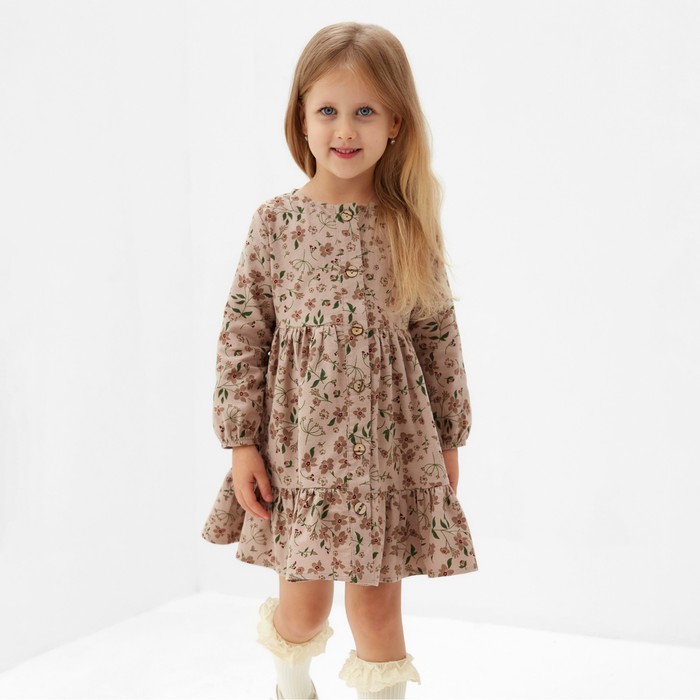 

Платье для девочки MINAKU: Cotton collection цвет бежевый в цветочек, рост 116 см