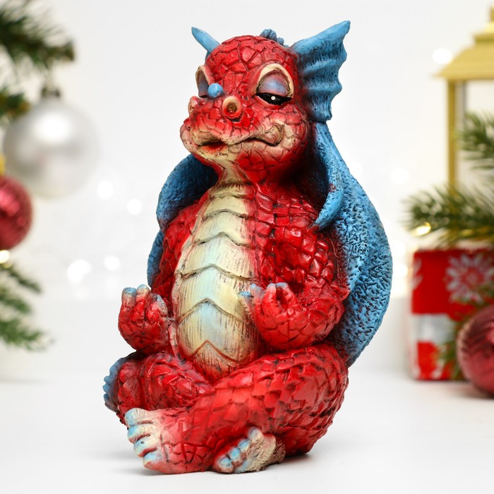 

Копилка "Дракончик медитирует" красная, 8х9,5х12,5см