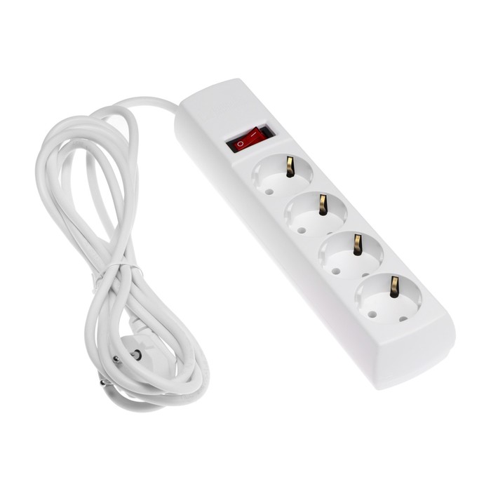 Сетевой фильтр Юнивольт, 4 гнезда, 3 м, 10 А, 2200 Вт, белый