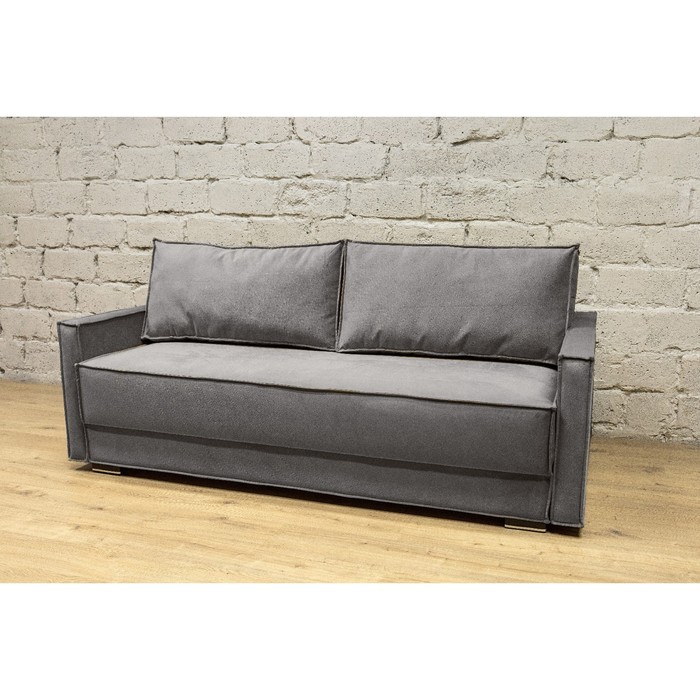 цена Прямой диван «Лофт 2», еврокнижка, микровелюр, НПБ, цвет серый