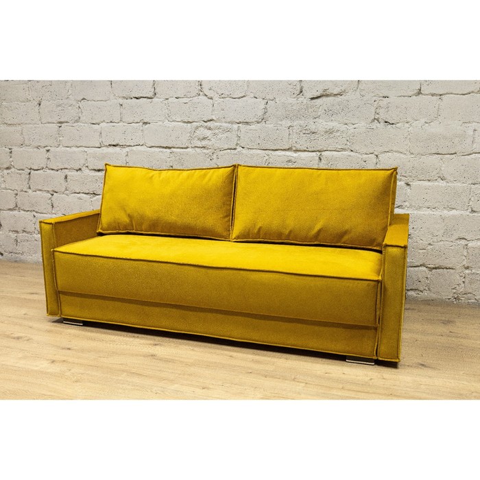 цена Прямой диван «Лофт 2», еврокнижка, микровелюр, НПБ, цвет горчичный