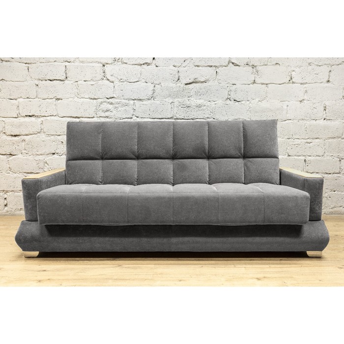 Прямой диван «Прайм 5», книжка, микровелюр, НПБ, цвет серый / МДФ светлый