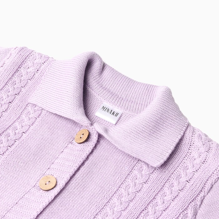 фото Комбинезон детский вязаный minaku, рост 68-74, цвет лавандовый