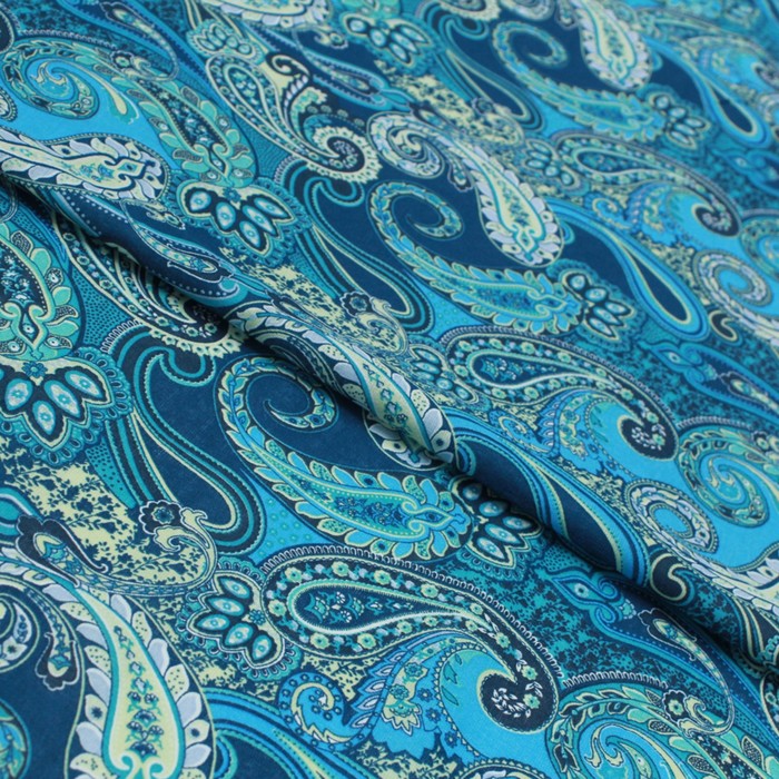 

Перкаль набивная плательная, ширина 150 см, цвет бирюзовый