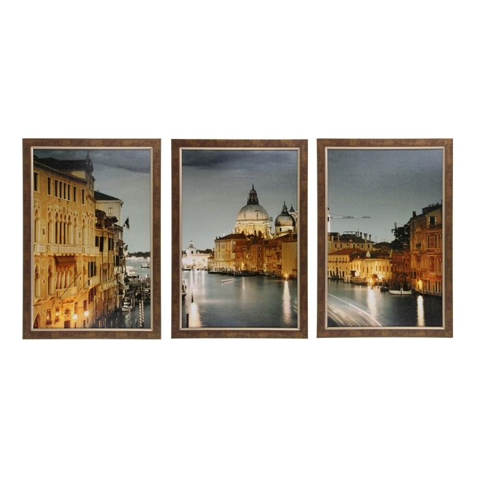 Модульная картина в раме "Европейский город", 3×38×65 см, 115×65 см