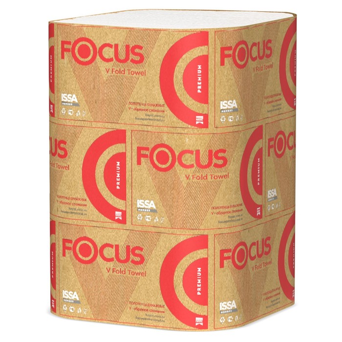 

Бумажные полотенца V сложения Focus Premium, 2 слоя, 200 листов, 23х20.5, 1 упаковка