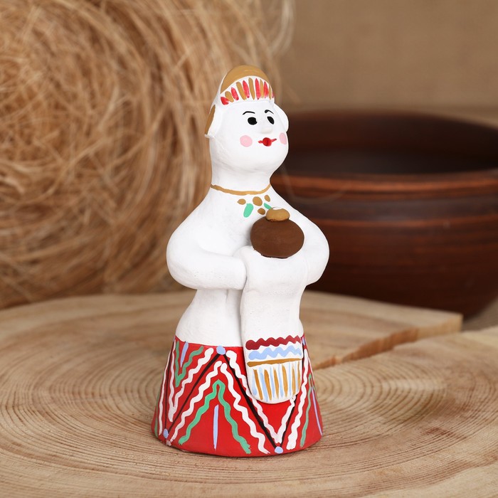 Сувенир Баба с караваем, каргопольская игрушка сувенир кукла с караваем 12 см керамика