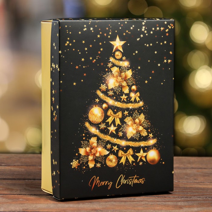 Коробка складная, крышка-дно Merry Christmas  24 х 17 х 8 см коробка складная крышка дно чёрная 24 х 17 х 8 см