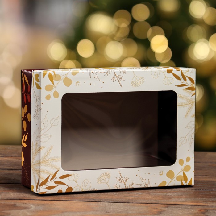 Коробка складная, крышка-дно, с окном Merry Christmas 24 х 17 х 8 см коробка складная крышка дно с окном розовая 24 х 17 х 8 см