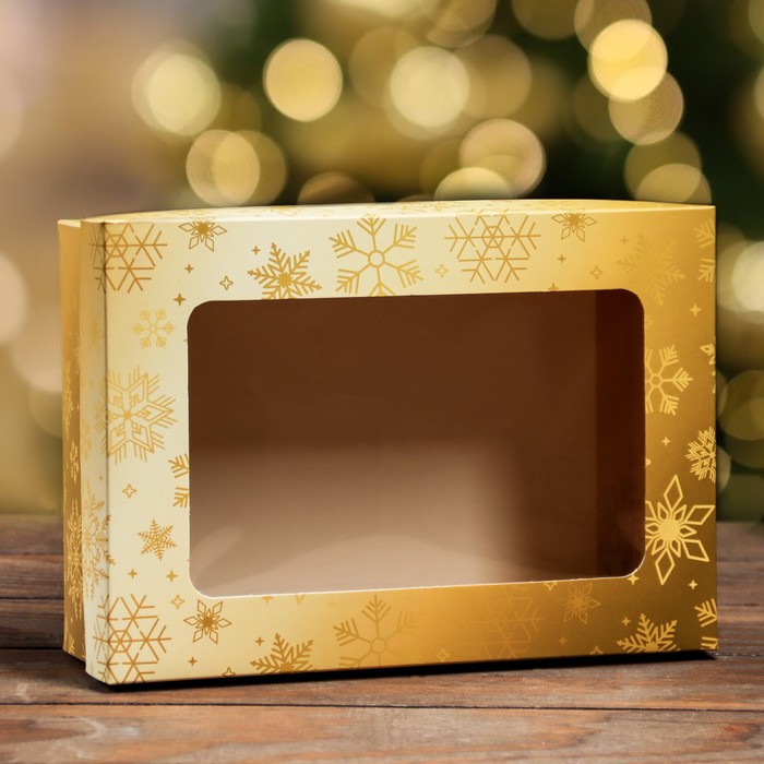 Коробка складная, крышка-дно, с окном Новогодняя сказка 24 х 17 х 8 см