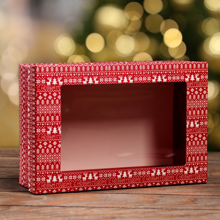 Коробка складная, крышка-дно , с окном Новогодняя атмосфера 30 х 20 х 9 см коробка складная лавандовая с окном 30 х 20 х 9 см