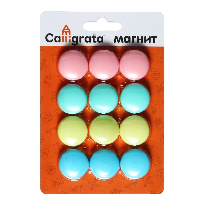 

Набор магниты для доски d-2см, 12 штук, на блистере, пастель