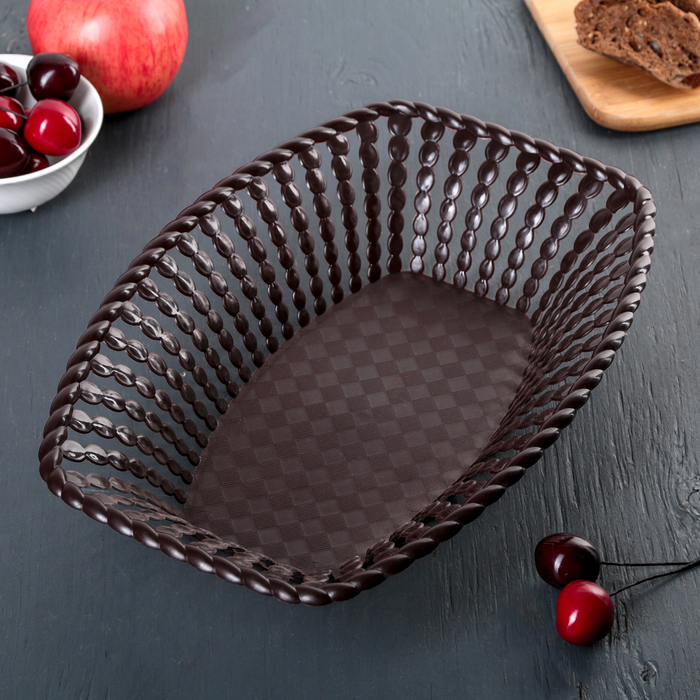 Ваза для хлеба и фруктов "Бусинки", цвет коричневый