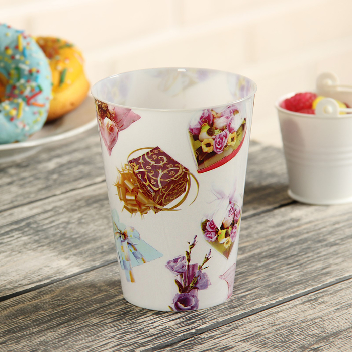 Стакан пластиковый 340 мл "Фруктовый вкус" , цвета МИКС