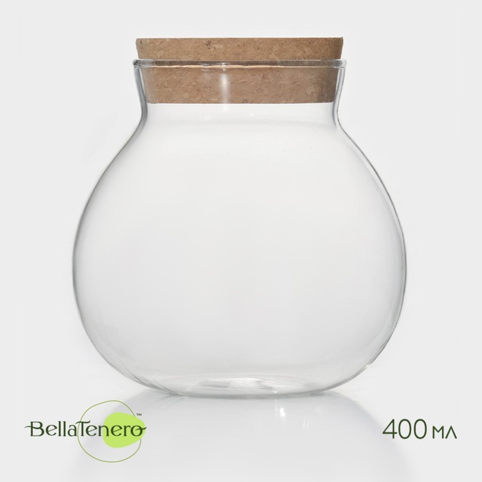 Банка стеклянная для сыпучих продуктов с пробковой крышкой BellaTenero «Бабл», 400 мл, 10×12 см банка стеклянная для сыпучих продуктов с пробковой крышкой bellatenero эко 270 мл 6×10 5 см