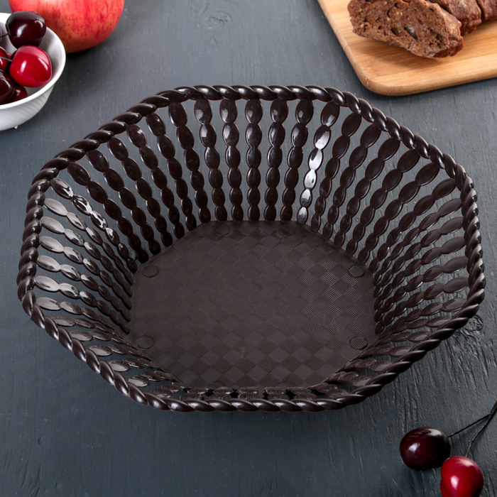 Ваза для хлеба и фруктов "Бусинки", цвет коричневый