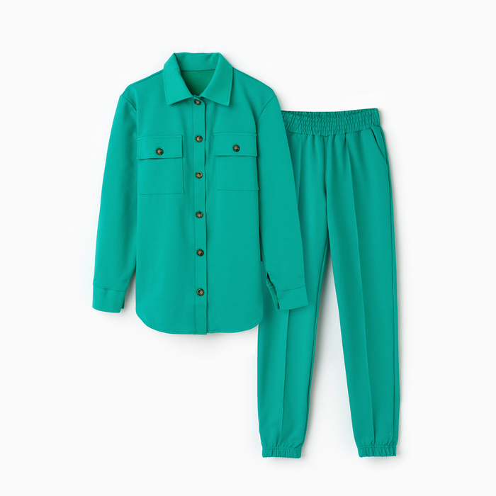 костюм женский толстовка брюки цвет нежно зелёный размер 46 Костюм женский (рубашка/брюки), цвет зелёный, размер 46