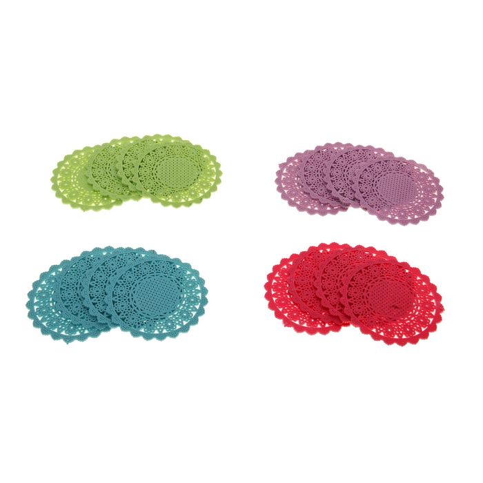 Набор подставок под горячее, 4 шт, 10 см "Ажур", цвета МИКС