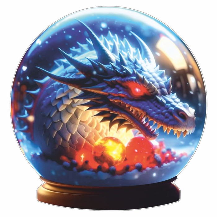 цена Наклейка автомобильная Дракон в стеклянном шаре, круг, 100 х 100 мм, вид 2