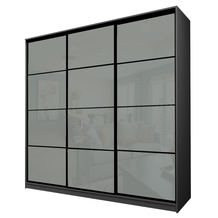 

Шкаф-купе 3-х дверный Max 222, 2400×600×2300 мм, цвет графит / стекло светло-серое