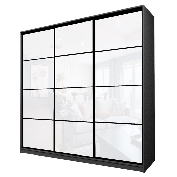 

Шкаф-купе 3-х дверный Max 2/222, 2400×600×2300 мм, цвет графит / стекло белое