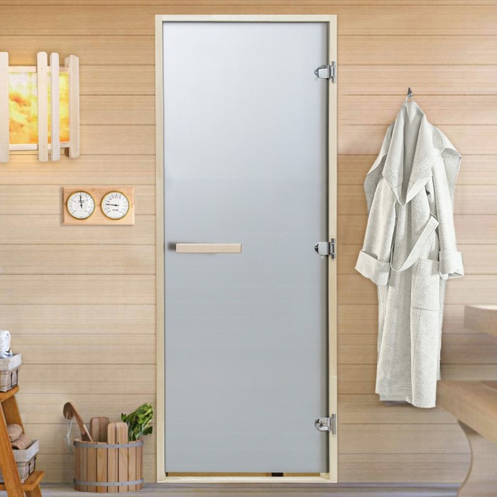

Дверь для бани и сауны "Графит", размер коробки 190х70 см, липа, 8 мм