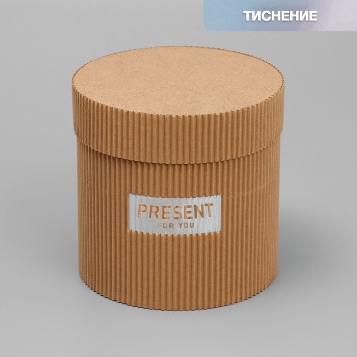 Коробка подарочная шляпная из микрогофры, упаковка, «Present for you», 12 х 12 см