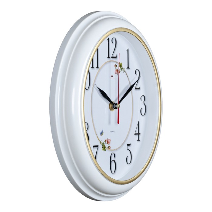 фото Часы настенные, интерьерные "легкость", 22.5 х 26.5 см, корпус белый с золотом рубин