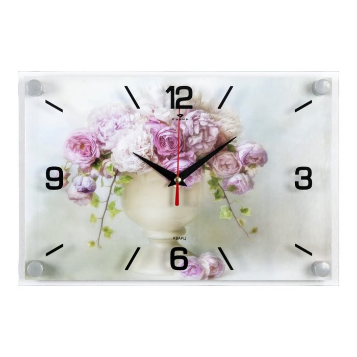 Часы настенные, интерьерные: Цветы, Розы в вазе часы настенные рубин розы 3535 102