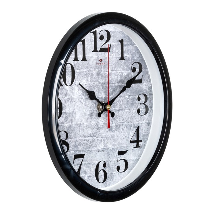 фото Часы настенные, интерьерные, d-22 см, корпус черный рубин