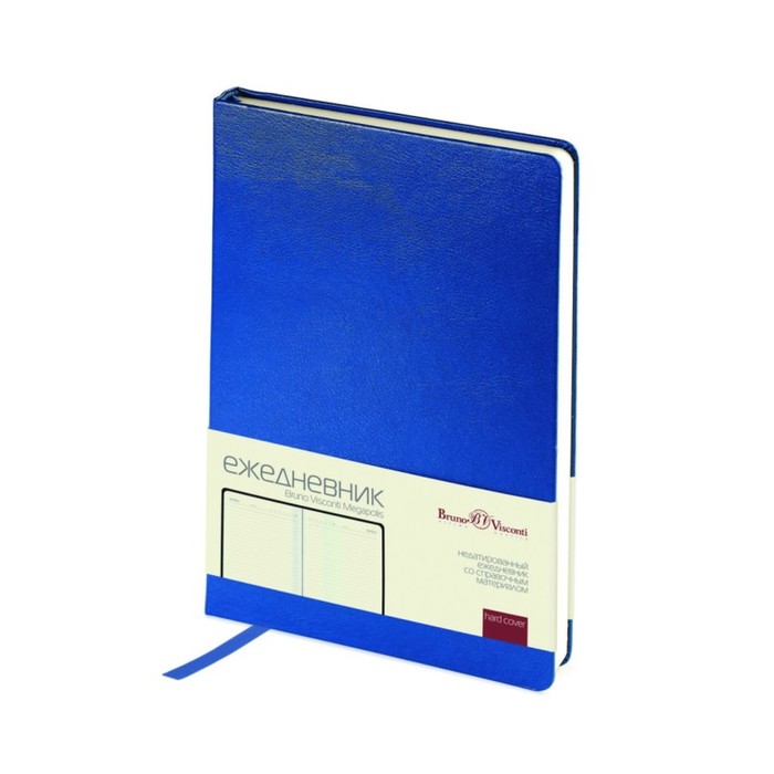 Ежедневник недатированный А5, 160 листов MEGAPOLIS, твёрдая обложка, искусственная кожа на бумажной основе, ляссе, бежевый блок 70 г/м2, синий