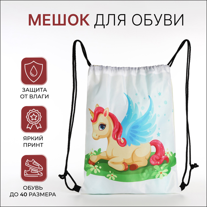 

Мешок для обуви на шнурке, цвет белый/разноцветный