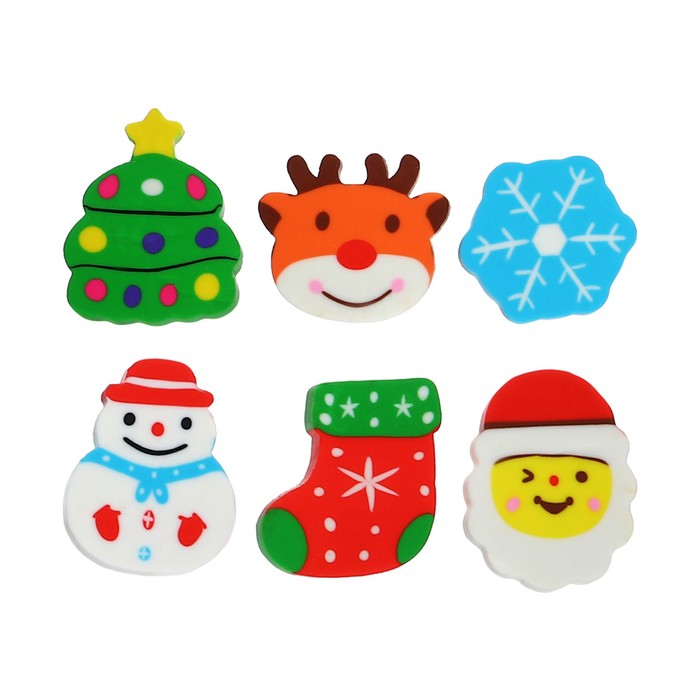 

Набор ластиков фигурных 6 штук, Новый год МИКС (штрихкод на штуке)