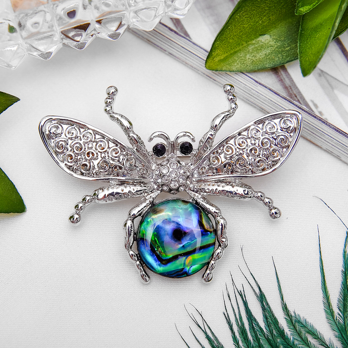 Брошь "Галиотис" мушка, в чернёном серебре