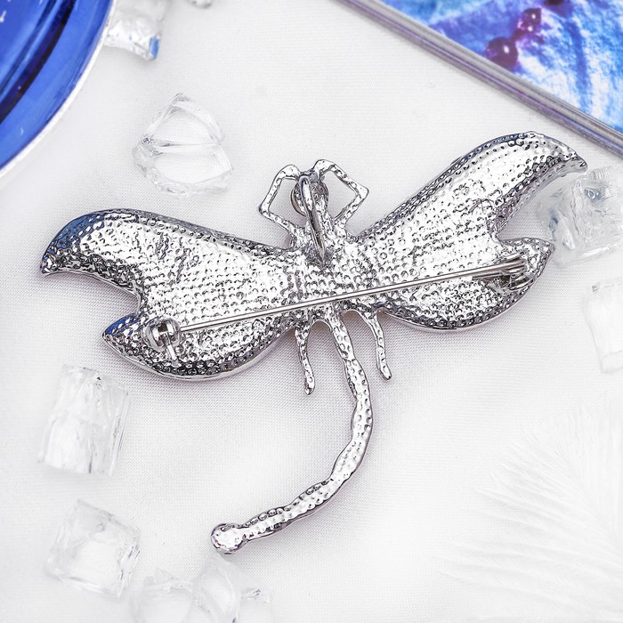 Брошь "Галиотис с перламутром" стрекоза, в серебре