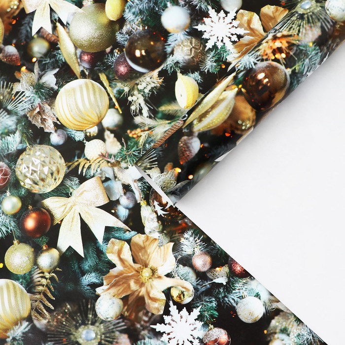Бумага упаковочная глянцевая «Новогодний вальс», 70 × 100 см бумага упаковочная глянцевая ёлочки 70 × 100 см