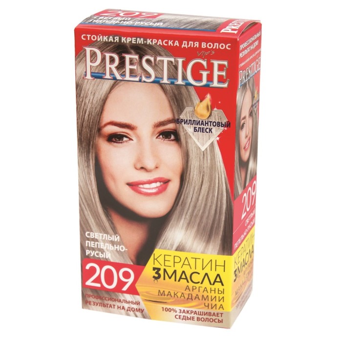 

Краска для волос Prestige Vip's, 209 светлый пепельно-русый