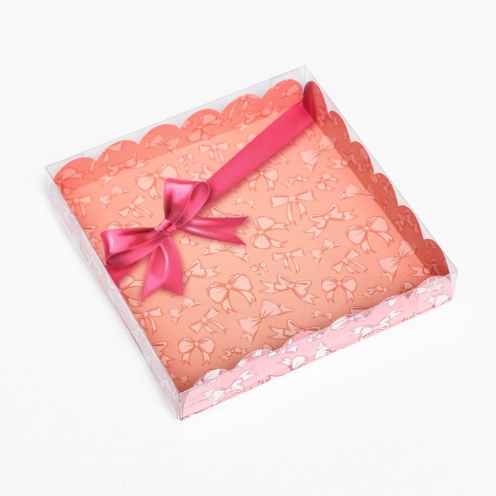 Коробка для печенья, Розовый бант 18 х 18 х 3