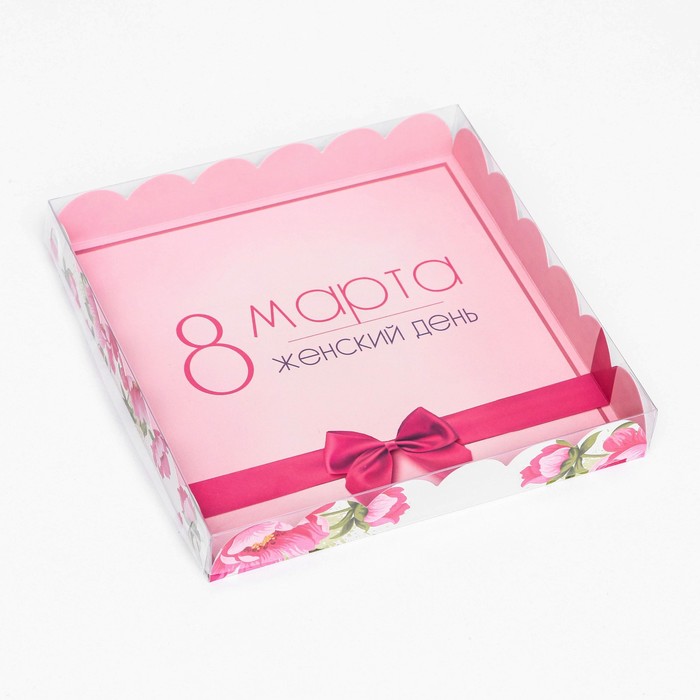 Коробка для печенья,  8 марта 21 х 21 х 3 см коробочка для печенья розовая 21 х 21 х 3 см