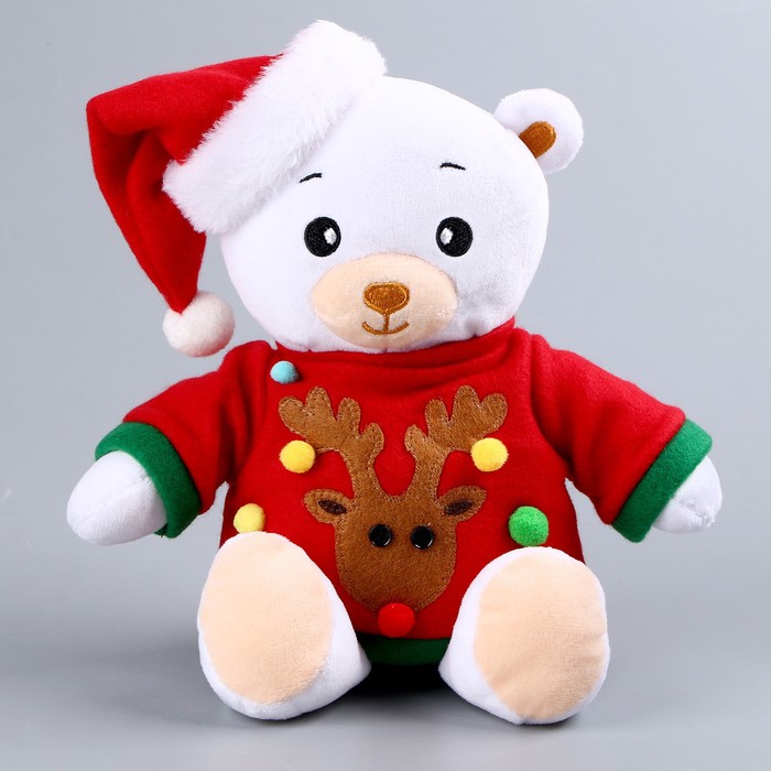 Мягкая игрушка «Мишка Лаппи» новогодняя, в красной кофте мягкая игрушка мишка лаппи с уточкой